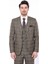 Erkek Kahverengi Ekose Desenli Sivri Yaka Slim Fit Ceket 3