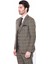 Erkek Kahverengi Ekose Desenli Sivri Yaka Slim Fit Ceket 4