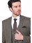 Erkek Kahverengi Kare Desenli Sivri Yaka Slim Fit Ceket 2