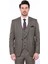 Erkek Kahverengi Kare Desenli Sivri Yaka Slim Fit Ceket 3