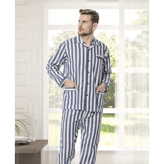 Kocabey 4007 Erkek Uzun Kol Gaffur Çizgili Erkek Pijama Takımı