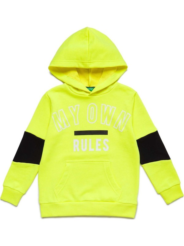 Karinmoda Gunluk Erkek Sweatshirt Kapsonlu Fosforlu Yesil