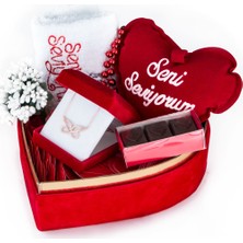 Hediyesepeti Hediye Sepeti Melek Kanatlı Sonsuzluk Gümüş Kolyeli Kalp Kutulu Sepet