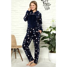 Nisanca Fermuar Detaylı Kışlık Welsoft Polar Kadın Tulum Pijama Takımı