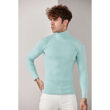 Catspy  Erkek Mavi Lycra Boğazlı Kazak