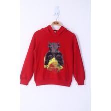 Toontoy Erkek Çocuk Boks Eldivenli Boğa Baskılı Sweatshirt