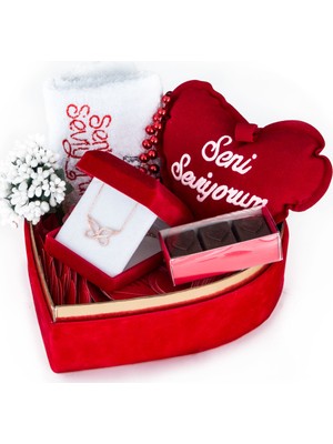 Hediyesepeti Hediye Sepeti Melek Kanatlı Sonsuzluk Gümüş Kolyeli Kalp Kutulu Sepet