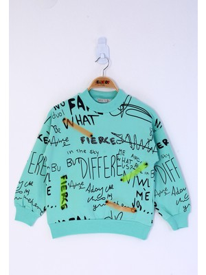 Toontoy Kız Çocuk Neon Şerit Detaylı Baskılı Sweatshirt