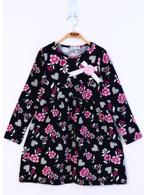 Toontoy Kız Çocuk Çiçek Baskılı Elbise