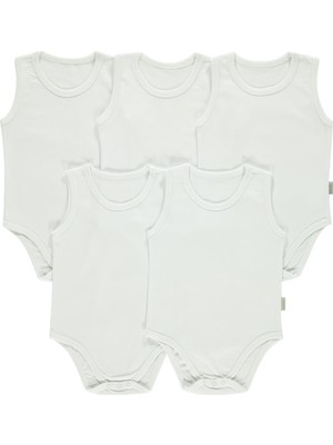 Kujju Civil Baby Basic Ribana Bisiklet Yaka 5'li Çıtçıtlı Body 12-24 Ay Ekru