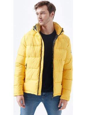 Mavi Erkek Kapüşonlu Sarı Şişme Mont 010310-32173