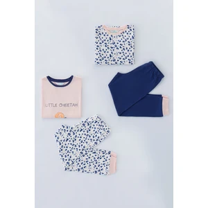 Çok Renkli Kız Çocuk Leopard 4lü Pijama Takımı