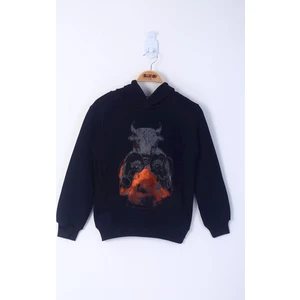 Erkek Çocuk Boks Eldivenli Boğa Baskılı Sweatshirt