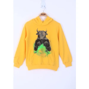 Erkek Çocuk Boks Eldivenli Boğa Baskılı Sweatshirt