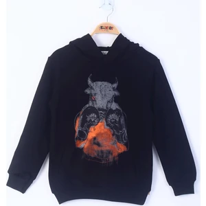Erkek Çocuk Boks Eldivenli Boğa Baskılı Sweatshirt