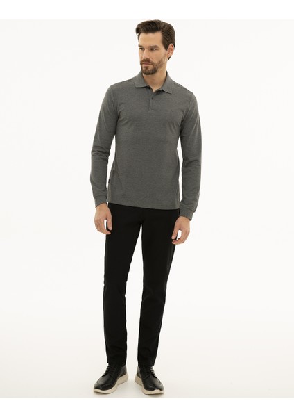 Erkek Antrasit Melanj Slim Fit Basic Sweatshirt 50233280-VR081