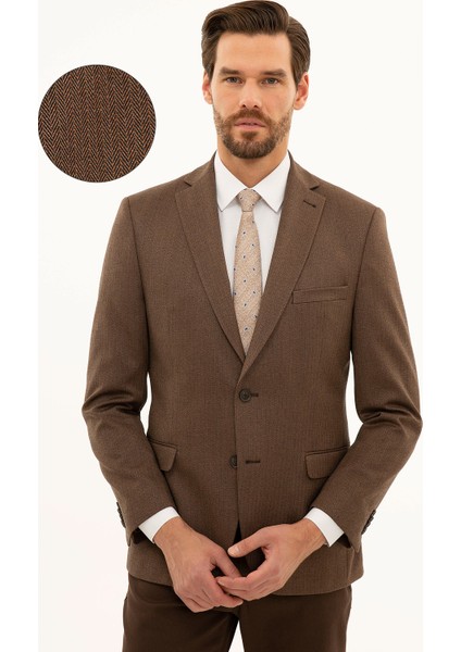 Erkek Camel Slim Fit Ceket 50225489-VR015