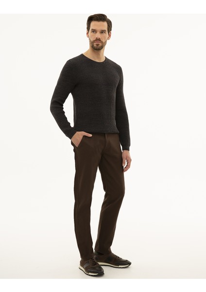 Erkek Kahverengi Slim Fit Kanvas Pantolon 50227134-VR029