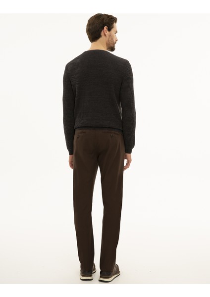 Erkek Kahverengi Slim Fit Kanvas Pantolon 50227134-VR029