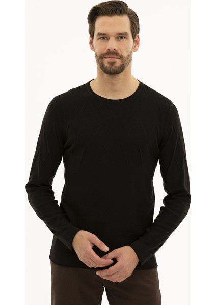 Erkek Siyah Slim Fit Kazak 50230094-VR046