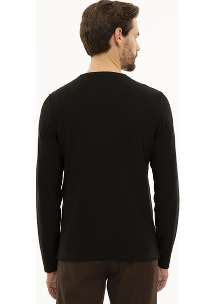 Erkek Siyah Slim Fit Kazak 50230094-VR046