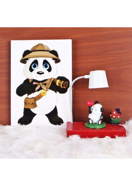 Panda Tasarımlı Günlük Hatıra Defteri Panda Işıklı Biblo Masa Gece Lambası Hediye Seti