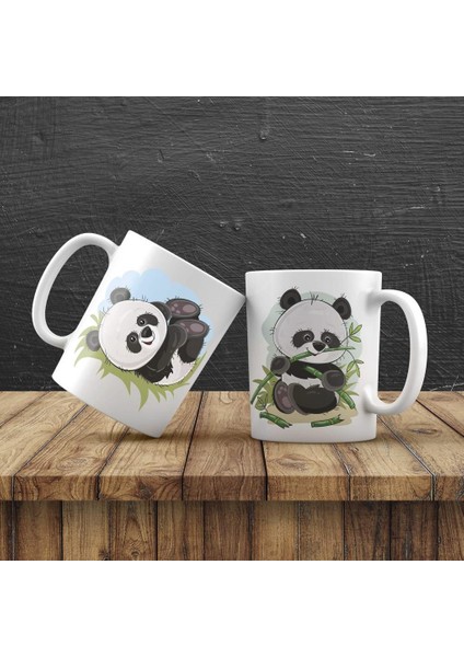 Sevimli Afacan Panda Tasarımlı Kupa Panda Küllük Hediye Seti modelleri