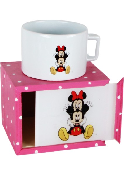 Minnie Mouse Mickey Mouse Tasarımlı Puf Yastık Minnie Ahşap Kutulu Kupa Hediye Seti fiyatları