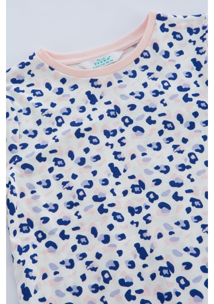 Çok Renkli Kız Çocuk Leopard 4lü Pijama Takımı