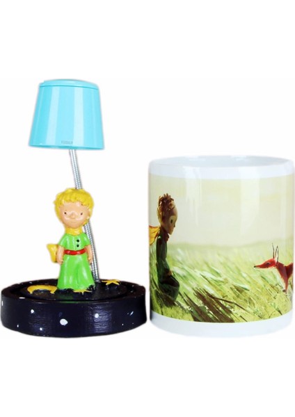 Küçük Prens Tasarımlı Masa Gece Lambası Işıklı Biblo Küçük Prens Kupa Hediye Seti