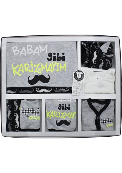Babam Gibi Karizmayım 10 Lu Yenidoğan Bebek Hastane Çıkışı Seti K3289