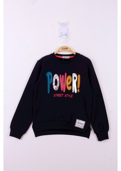 Kız Çocuk Power Renkli Baskılı Sweatshirt