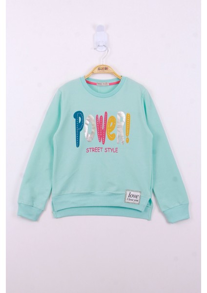 Kız Çocuk Power Renkli Baskılı Sweatshirt