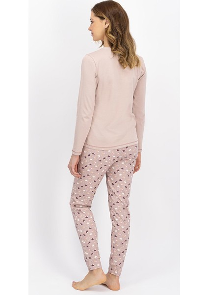 Hedgehog Soluk Kahve Kadın Pijama Takımı
