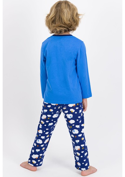 Mavi Erkek Çocuk Pijama Takımı