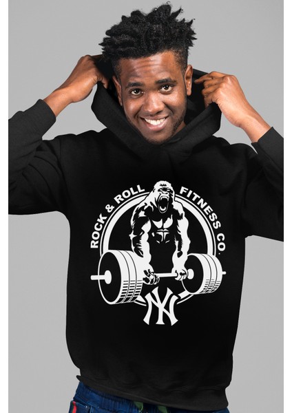 Gorilla Gym Siyah Kapüşonlu Erkek Sweatshirt