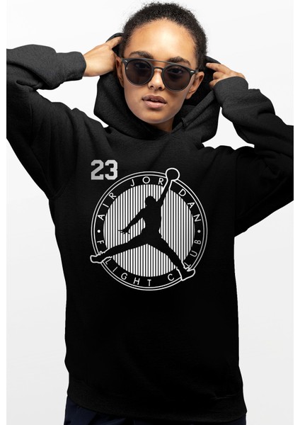 Uçan Basketçi Siyah Kapüşonlu Kadın Sweatshirt
