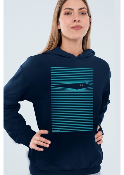 Noluyo Ya Lacivert Kapüşonlu Kadın Sweatshirt