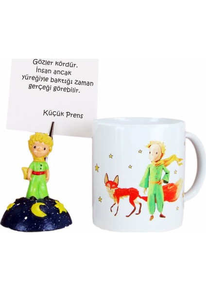 Küçük Prens Tasarımlı Biblo Notluk Küçük Prens Kişiye Özel Kupa Hediye Seti