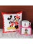 Minnie Mouse Mickey Mouse Tasarımlı Puf Yastık Minnie Ahşap Kutulu Kupa Hediye Seti 1