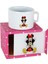 Minnie Mouse Mickey Mouse Tasarımlı Puf Yastık Minnie Ahşap Kutulu Kupa Hediye Seti 2