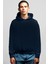 Düz, Baskısız Lacivert Kapüşonlu Erkek Sweatshirt 1