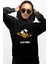 Satürnde Panda Siyah Kapüşonlu Kadın Sweatshirt 1