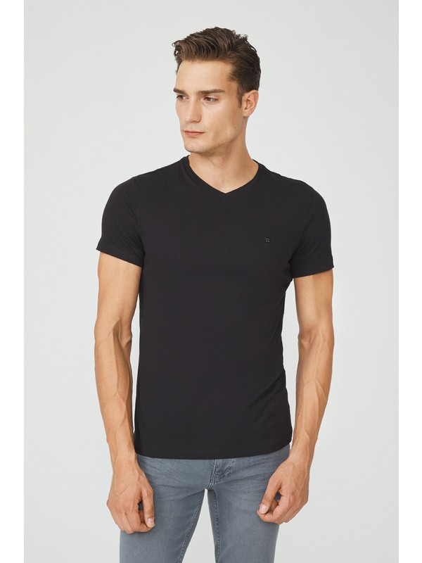 Siyah Erkek Duz T Shirt 7yam19729vk999 Koton