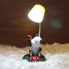 Hediyekanalı Sevimli Panda Işıklı Biblo Sarı Masa Lambası Masum Panda Tasarımlı Puf Yastık Hediye Seti