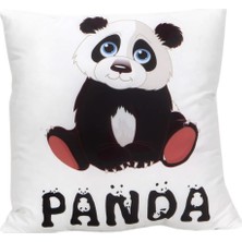 Hediyekanalı Sevimli Panda Işıklı Biblo Sarı Masa Lambası Masum Panda Tasarımlı Puf Yastık Hediye Seti