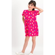 RolyPoly Cute Ice Cream Fuşya Kısa Kollu Kız Çocuk Homewear Elbise
