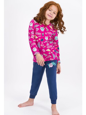 RolyPoly Monster Yawn Fuşya Kız Çocuk Pijama Takımı