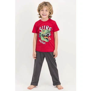 Awesome Açık Haki Kamuflaj Pul Detaylı Kısa Kollu Erkek Çocuk Pijama Takımı
