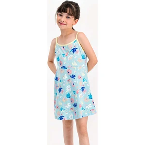 Happy Daisy Bebe Mavi Ince Askılı Kız Çocuk Homewear Elbise